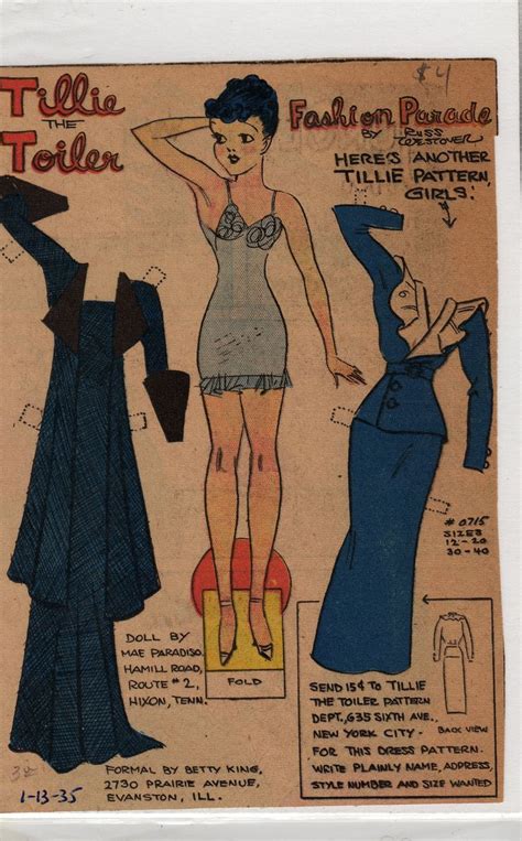 Tillie The Toiler Vintage Paper Doll