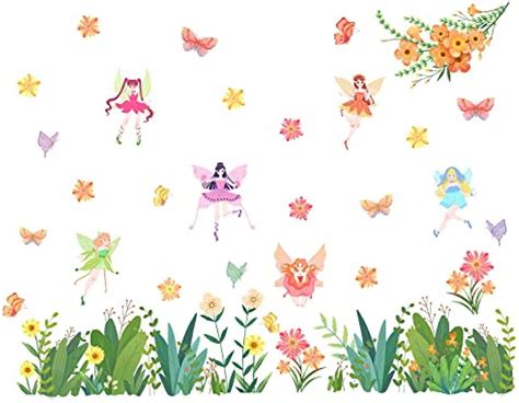 1pc Flower Fairy Wall Decals Colorful Floral Butterfly Wall Stickers