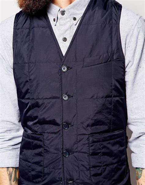 Lyst Asos Slim Fit Quilted Waistcoat In Blue For Men