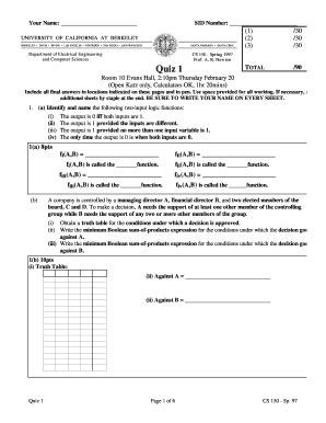 Fillable Online Hkn Eecs Berkeley Your Name Sid Number University Of