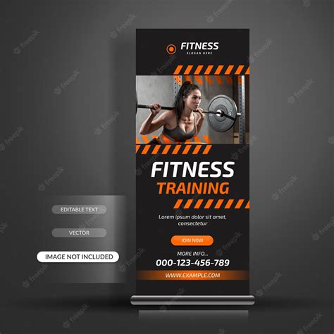 Fitness Gym Roll Up Banner Vorlage Premium Vektor