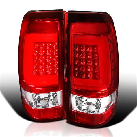 Spec D Tuning Red Lens Led Bar Tail Lights Compatible With 2003 2006 Chevy Silverado 1500 1500hd