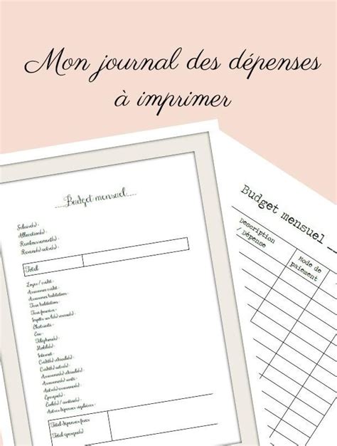 Votre journal de budget mensuel à imprimer et glisser dans votre