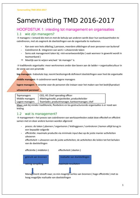 Samenvatting TMD 2016 1 Samenvatting TMD 2016 HOOFDSTUK 1 Inleiding