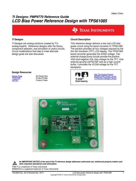 Lcd Bias Power Reference Design With Tps61085 Ti Designs Pmp9770