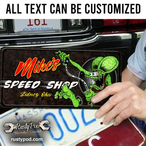 Personalized Hot Rod Garage Speed Shop License Plate 10234 Rustypod