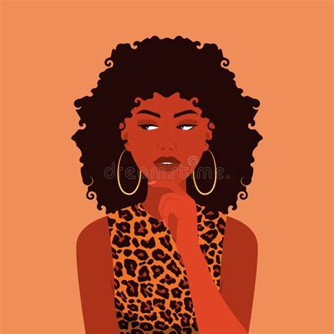 Fille De Pensée Afro Noire Confuse De Jeune Femme De Femme De Belle Brune Regardant De Côté La