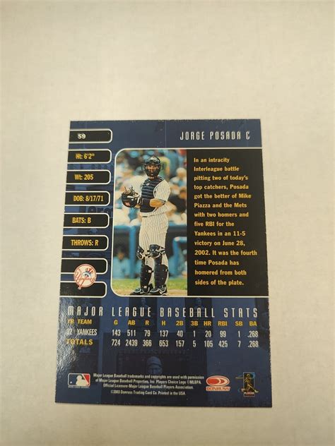 2003 Donruss Studio 59 Jorge Posada For Sale Online EBay