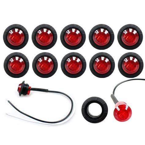 Pcs Inch Round Red Led Light Front Rear Side Marker Indicators