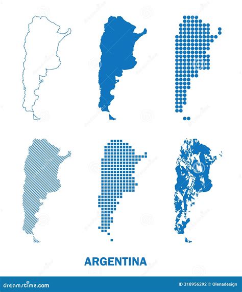 Isolated Maps of Argentina in South America - Vector Set of Silhouettes