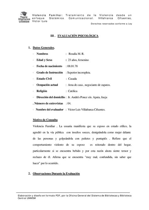 Violencia familiar ficha tecnica V íc t o r L u i s D e r e c h o s