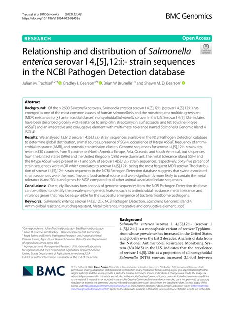 Pdf Relationship And Distribution Of Salmonella Enterica Serovar I 4