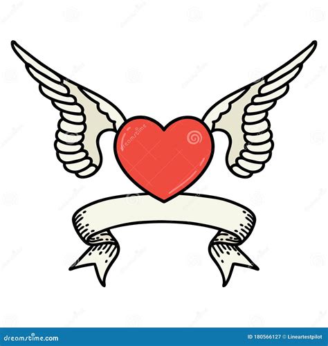 Tattoo with Banner of a Heart with Wings Stock Vector - Illustration of ...