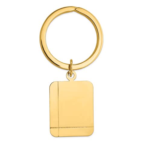 14k Rectangle Disc Key Ring In 14k Yellow Gold Size 11