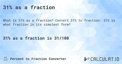 31% as a fraction - Calculatio