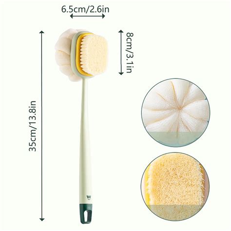 OAVQHLG3B Shower Body Brush With Bristles And Loofah Back Scrubber Bath