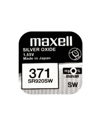 Maxell 371 SR920SW 1 55v Silver Oxide Watch Battery Made In Japan EBay