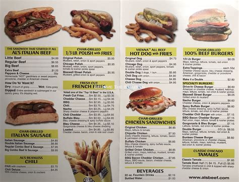 Als Beef Menu Chicago Scanned Menu With Prices