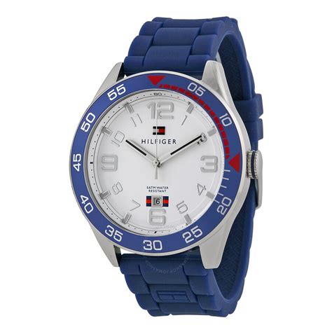 Tommy Hilfiger Classic White Dial Blue Silicone Strap Men's Watch ...