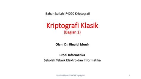 Kriptografi Klasik belajar kriptografi mudah | PPT