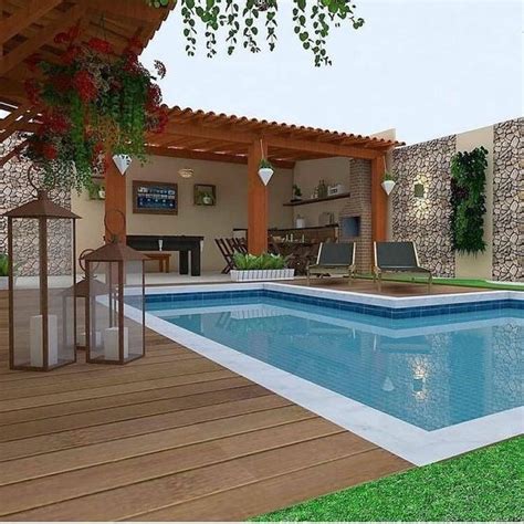 Área de Lazer Piscina 75 Fotos para se Inspirar em 2024 Casas