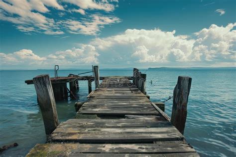 Haunting Abandoned Pier Waterfront Generate Ai Stock Photo Image Of