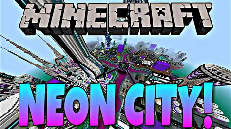 Minecraft Neon City Mash Up Marketplace Map Showcase Youtube