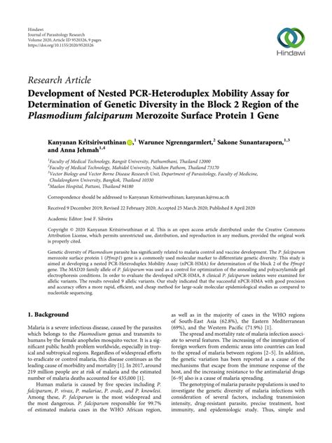 Pdf Development Of Nested Pcr Heteroduplex Mobility Assay For