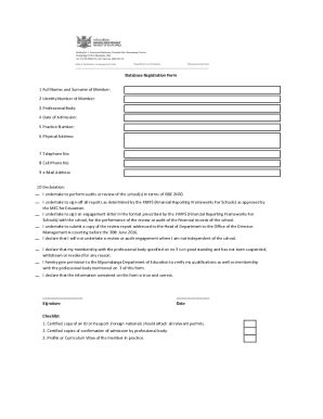 Fillable Online Database Registration Form Full Names And Surname Of