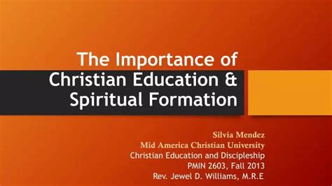 PPT The Importance Of Christian Education Spiritual Formation