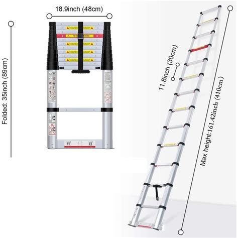 Échelle Télescopique Extensible Ladder Aluminium Bricolage Pliable