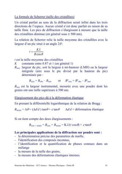 La Formule De Scherrer T