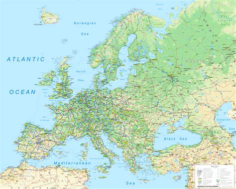 [OC] I made an atlas-style detailed map of Europe showing its main ...