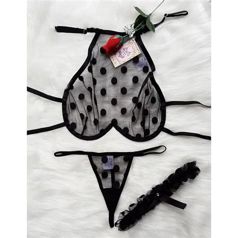 Conjunto Lingerie Sexy Sensual Tule Transparente Moda Feminina Shopee Brasil