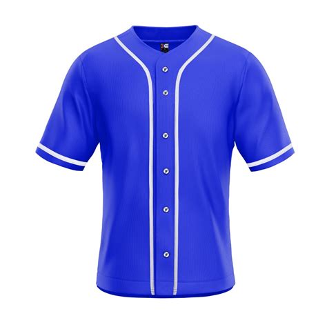 Blank Blue & White Full Button Baseball Jersey For Men