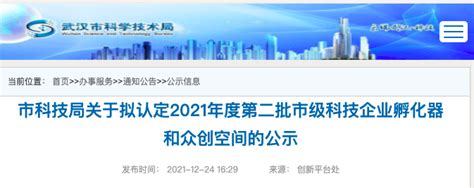 市科技局公示重要名单！这些科技企业孵化器和众创空间拟入选武汉新闻中心长江网cjncn