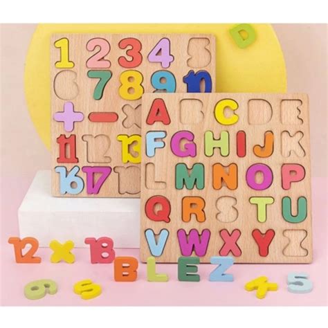 Jual Mainan Wooden Puzzle Huruf Angka Anakpuzzle Kayu Huruf Angka