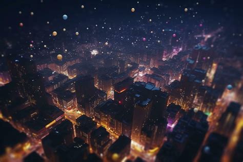 City Lights From Above A Bird S Eye View Of A Illuminated Metropolis At