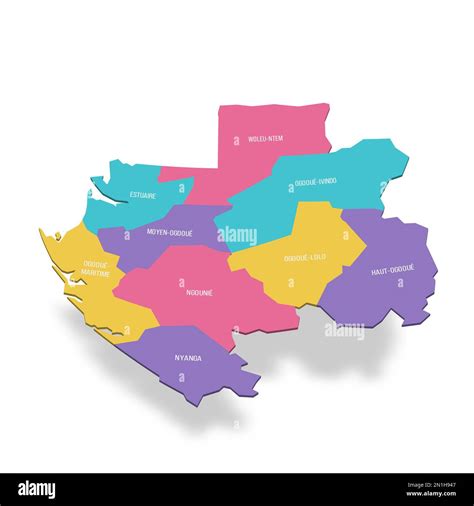 Gabón Mapa Político De Las Divisiones Administrativas Provincias 3d