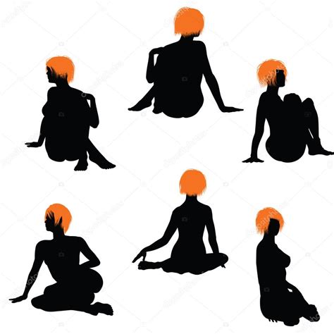 Desnudo sexy niñas silueta conjunto vector gráfico vectorial angelp