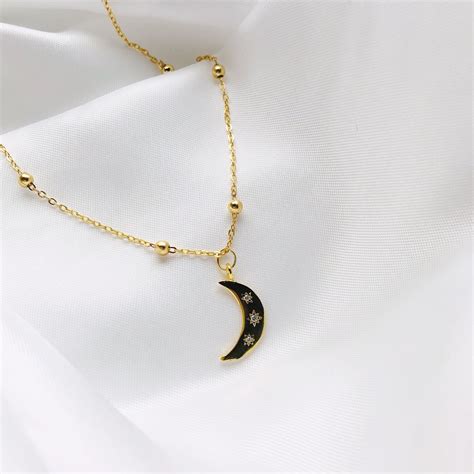 Collier Croissant De Lune Or Collier Demi Lune Collier De Etsy