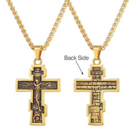 Wholesale Orthodox Cross Necklace Stainless Steel Gold Black Cross