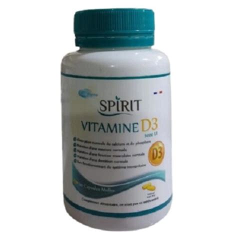 Spirit Pharma Vitamine D3 5000 UI 60 Capsules Maroc Parachezvous Ma