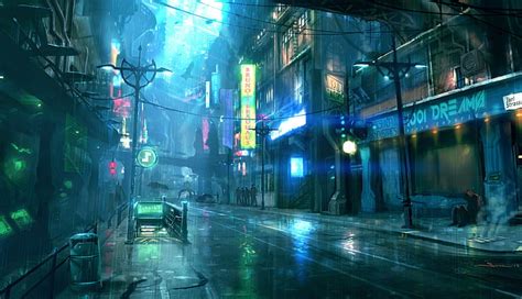 Arte digital hombres ciudad futurista noche neón ciencia ficción