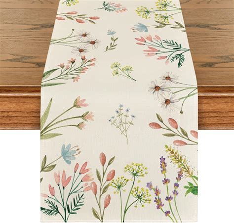 Artoid Mode Floral Leaves Spring Table Runner Seasonal Flowers Summer