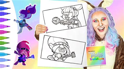 Coloring Poppy And Vals Rock Battle Trollstopia Trolls Coloring Book