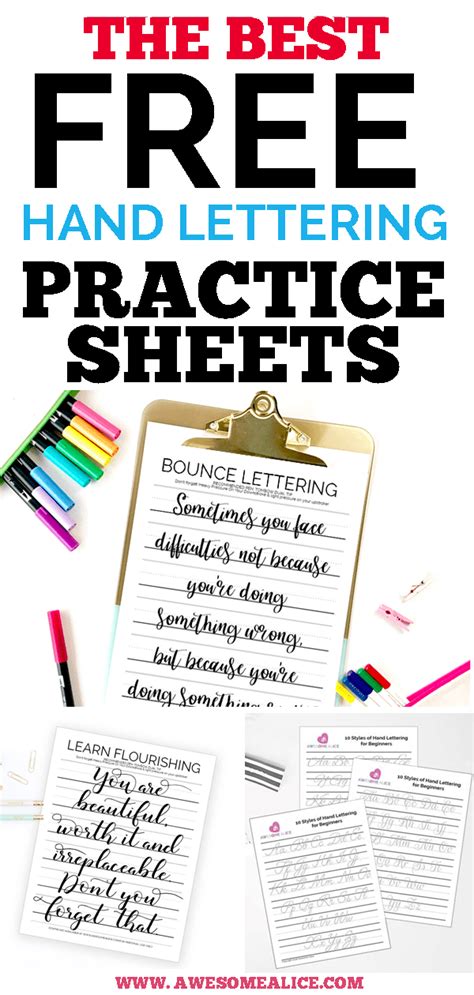 FREE Hand Lettering Practice Sheets Worksheets IPad PDF