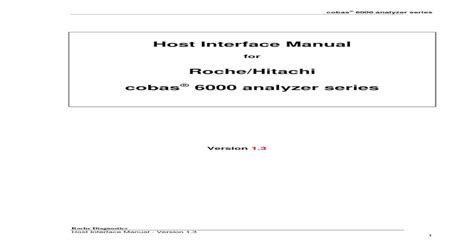 Cobas 6000 - Host Interface Manual - [Download PDF]