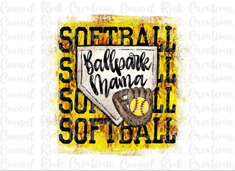 Ballpark Mama Softball Mom PNG Home Plate Softball Glove School