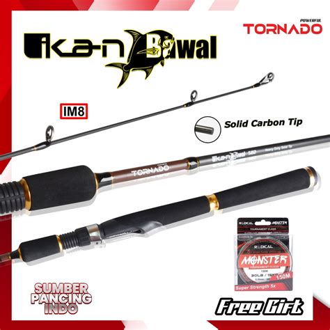 Jual Tornado Joran Spinning Ikan Bawal Carbon Solid Sambung 2 168CM